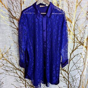 VS lace and satin button up